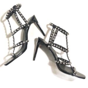 BCBG Issa Black Studded Strappy Heels